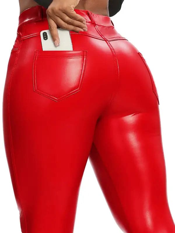 Pantalon cuir rouge clair - S legging