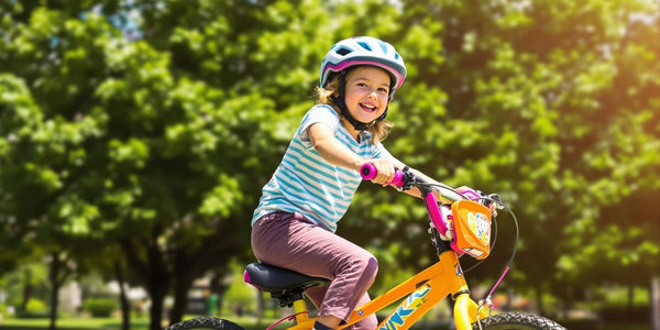 Un enfant sur un vélo de 18 pouces.