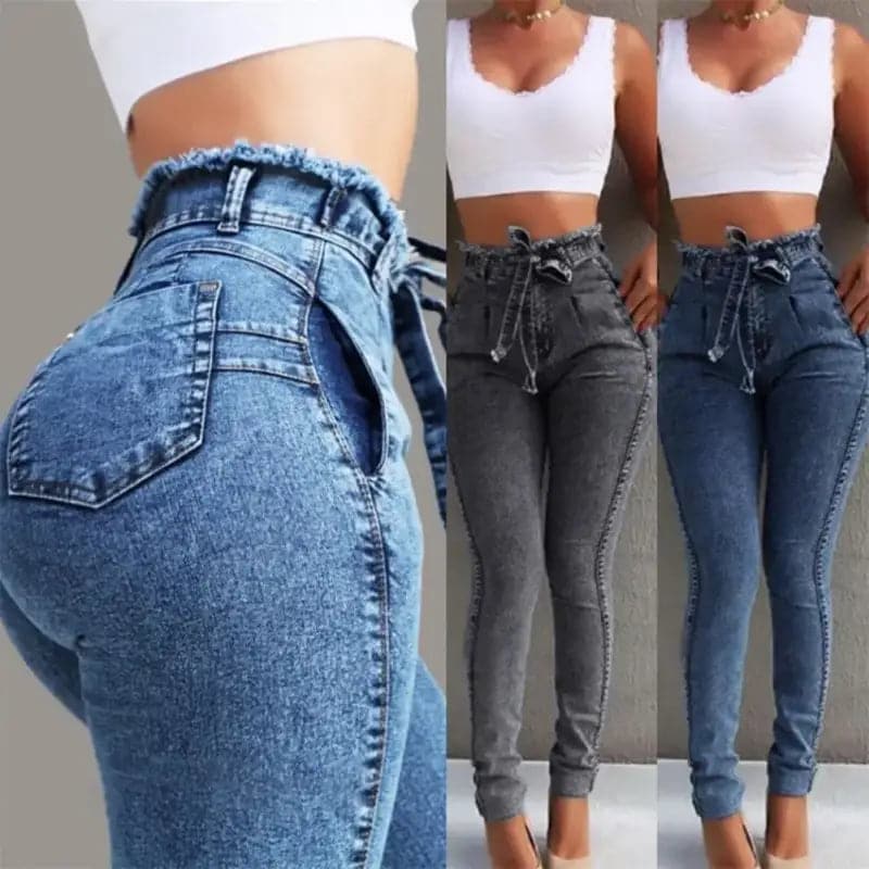 Jeans push up femme taille haute