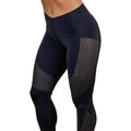 Leggings d’athlétisme bleu marine avec panneaux découpés en maille.